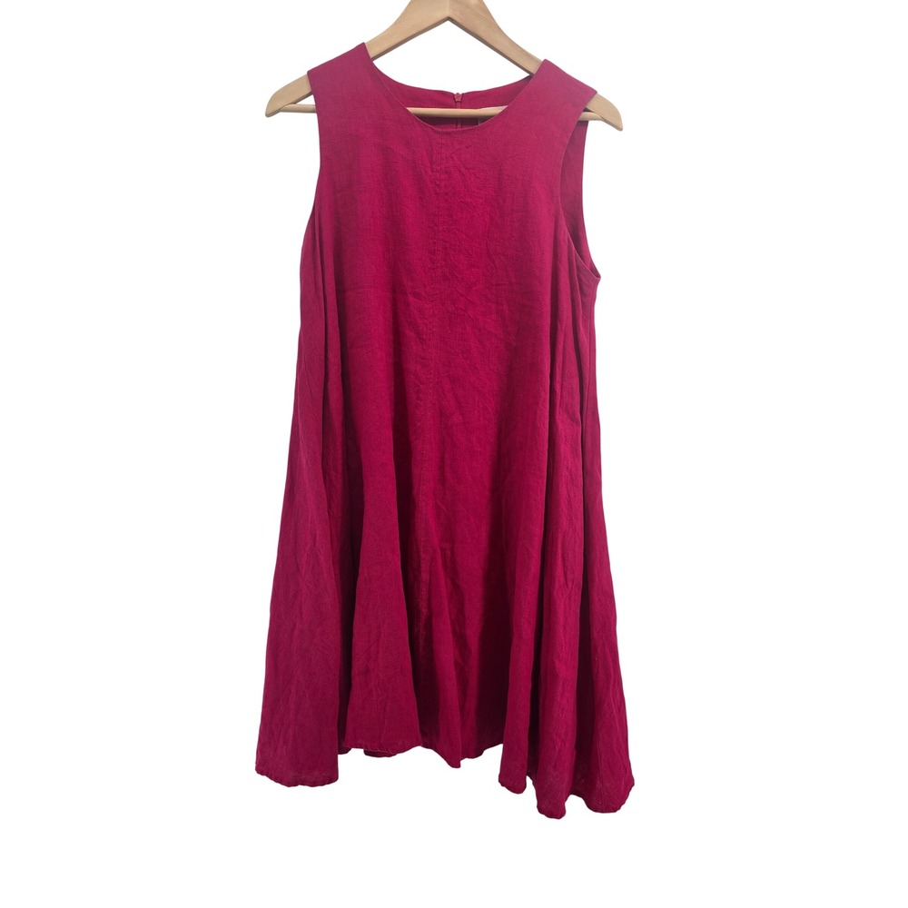 Maeve Linen Dress Womens Small Trapeze Swing Magenta Pink Sleeveless EUC
